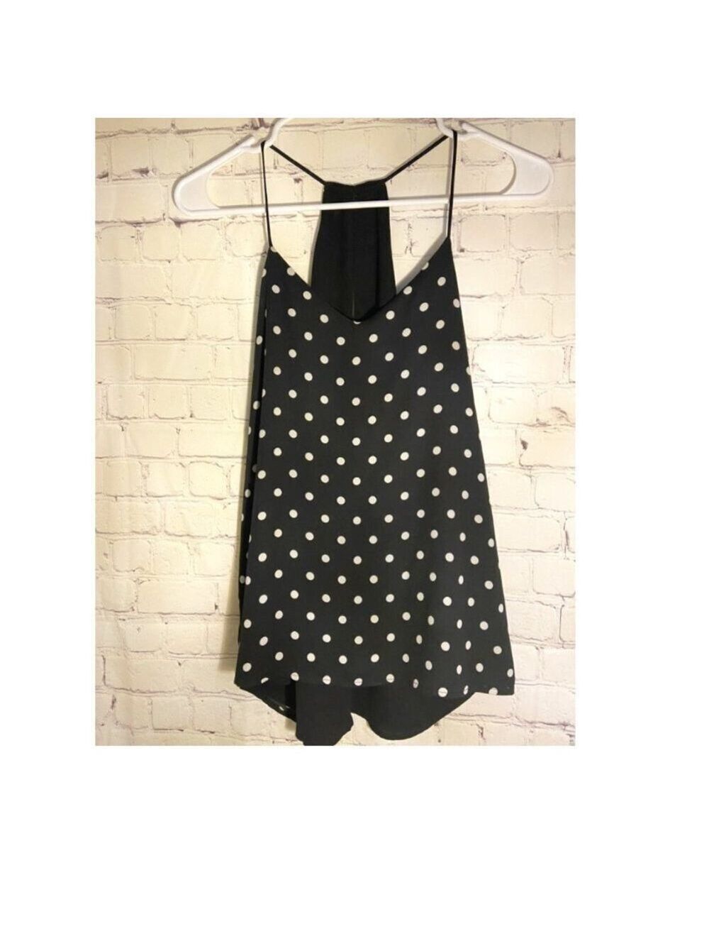 Express Black & White Sleeveless Polka Dot Top XS NWOT